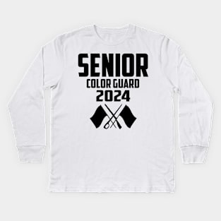 2024 Senior Color Guard Class of 2024 Marching Band Flag Kids Long Sleeve T-Shirt